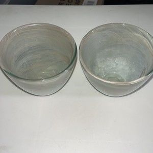 Ecoglass Recycled Glass Votive Holder White Swirls Spain Set Of 2